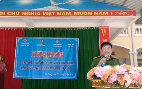 Đoàn TN thij trấn phối hợp tổ chức Tuyên tuyền phòng chống tội phạm lừa đảo trên không gian mạng, tội phạm cố ý gây thương tích, tội phạm ma tuý, vi phạm pháp luật về TTATGT